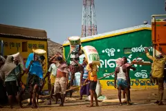 The truck drivers of India, photograph 4 of 43: the highway, the cab and the men who drive it.