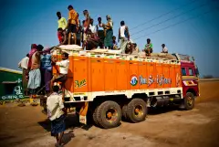 The truck drivers of India, photograph 5 of 43: the highway, the cab and the men who drive it.