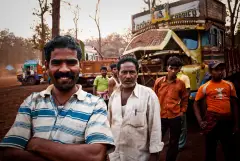 The truck drivers of India, photograph 8 of 43: the highway, the cab and the men who drive it.