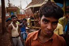 The truck drivers of India, photograph 9 of 43: the highway, the cab and the men who drive it.