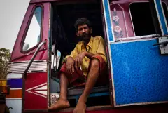 The truck drivers of India, photograph 13 of 43: the highway, the cab and the men who drive it.