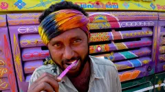 The truck drivers of India, photograph 17 of 43: the highway, the cab and the men who drive it.
