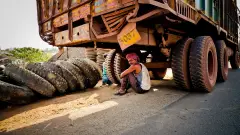 The truck drivers of India, photograph 20 of 43: the highway, the cab and the men who drive it.
