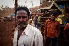 The truck drivers of India, photograph 31 of 43: the highway, the cab and the men who drive it.