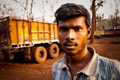 The truck drivers of India, photograph 33 of 43: the highway, the cab and the men who drive it.