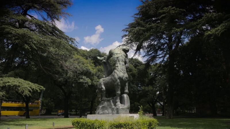 The statue in the trees